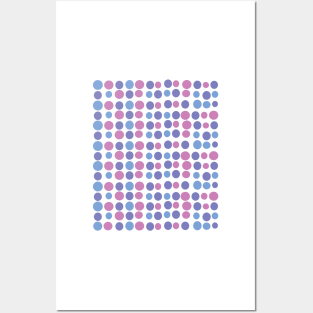 Purple Blue Circles Modern Decorative Abstract Mosaic Dots Pattern Night Posters and Art